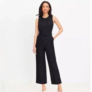 Linen blend belted sleeveless jumpsuit, Size 18